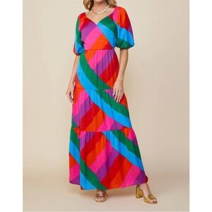 Skies Are Blue Rainbow Geometric dress